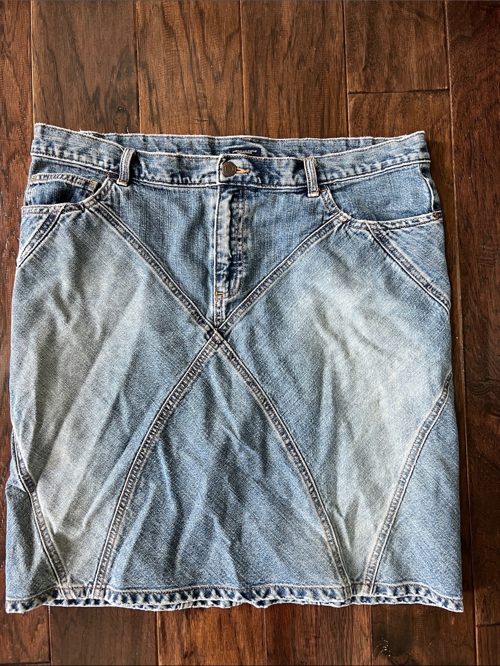 American Eagle Outfitters Vintage Patchwork Blue Jean Denim Skirt 90s Y2K